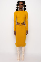 COZY BUT CUTE PLUSH SWEATER MIDI DRESS DARK YELLOW