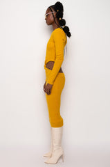 COZY BUT CUTE PLUSH SWEATER MIDI DRESS DARK YELLOW