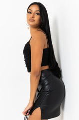 CROSS IT UP DOUBLE MESH TOP BLACK