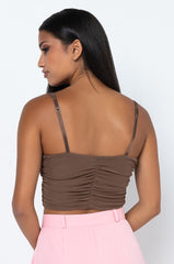 CROSS IT UP DOUBLE MESH TOP BROWN