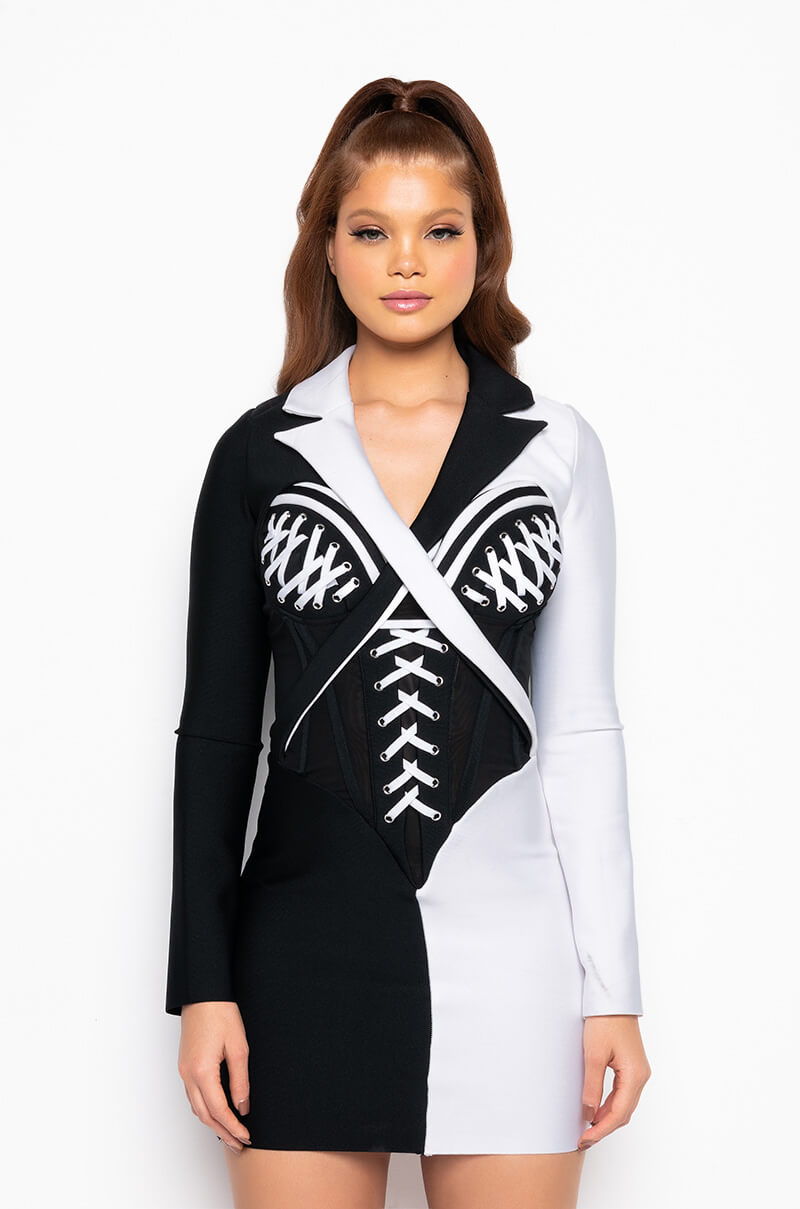 CRUELLA WHO BANDAGE MINI DRESS