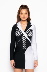 CRUELLA WHO BANDAGE MINI DRESS