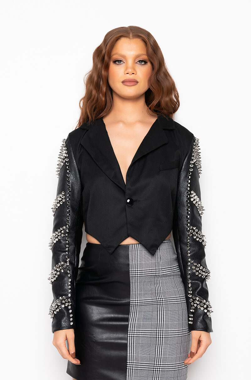 CRUSHED UP STUD CROP BLAZER