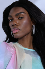 CUBAN SILVER PAVE HOOPS