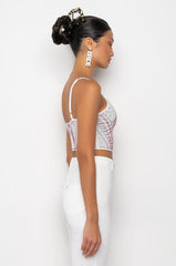 DAISY FAY EMBELLISHED MESH CROP TOP