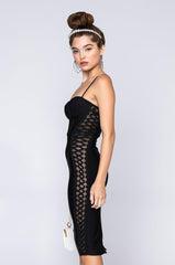 DATE NIGHT BANDAGE MIDI DRESS BLACK