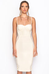 DATE NIGHT BANDAGE MIDI DRESS IVORY