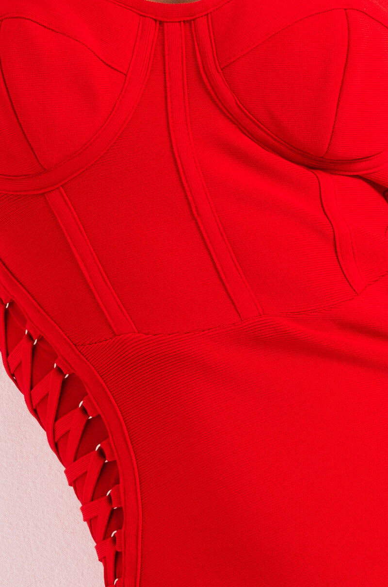 DATE NIGHT BANDAGE MIDI DRESS RED