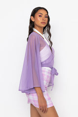 DAYDREAMER FRONT TIE MESH TOP PURPLE
