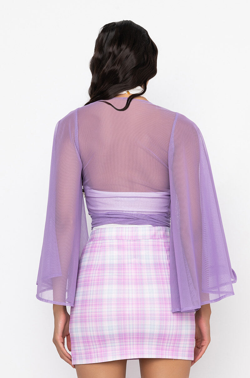 DAYDREAMER FRONT TIE MESH TOP PURPLE