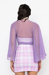 DAYDREAMER FRONT TIE MESH TOP PURPLE
