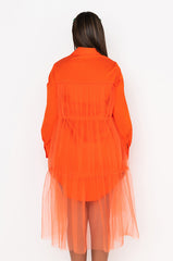 DEEPLY IN LOVE FASHION TULLE MIDI DRESS ORANGE