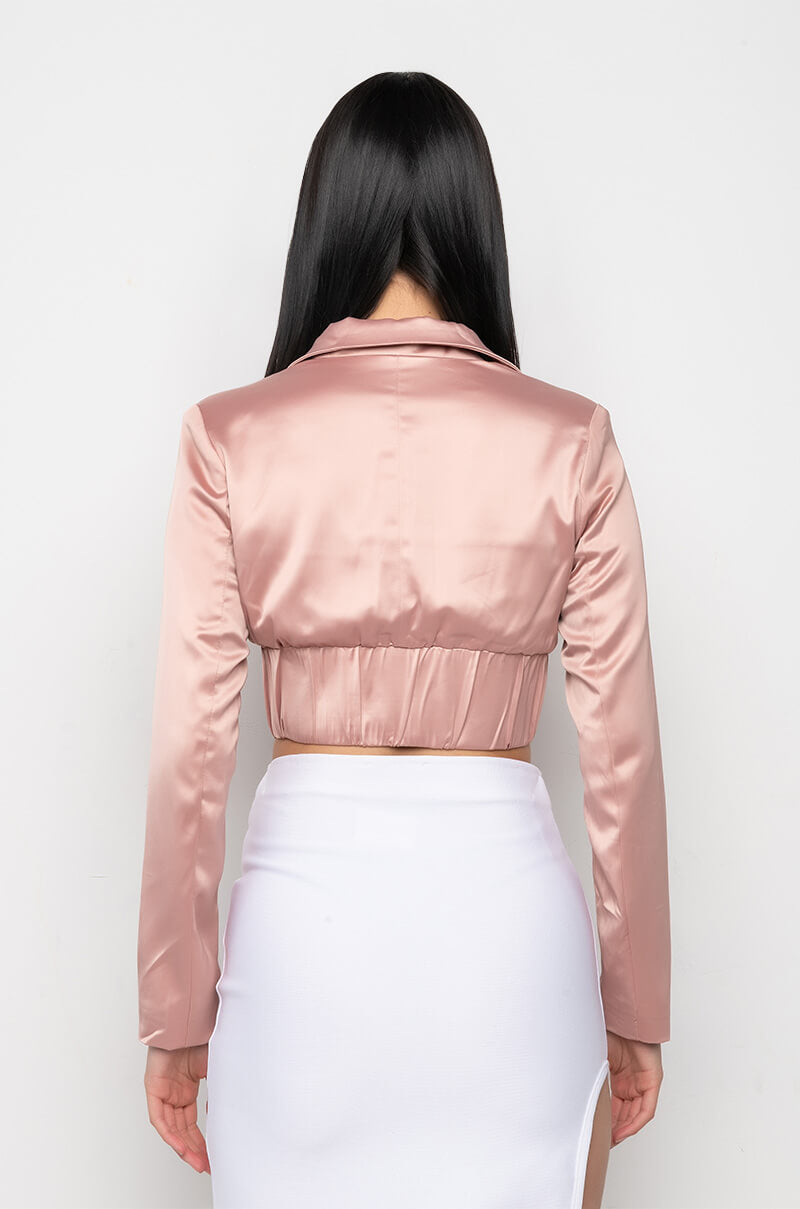 DELETE MY NUMBER SATIN BLOUSE LIGHT BROWN