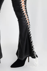 DIRTY LACE UP FAUX LEATHER FLARE PANT