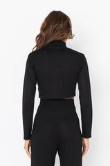 DISTRESS DETAIL CROP TURTLENECK SWEATER