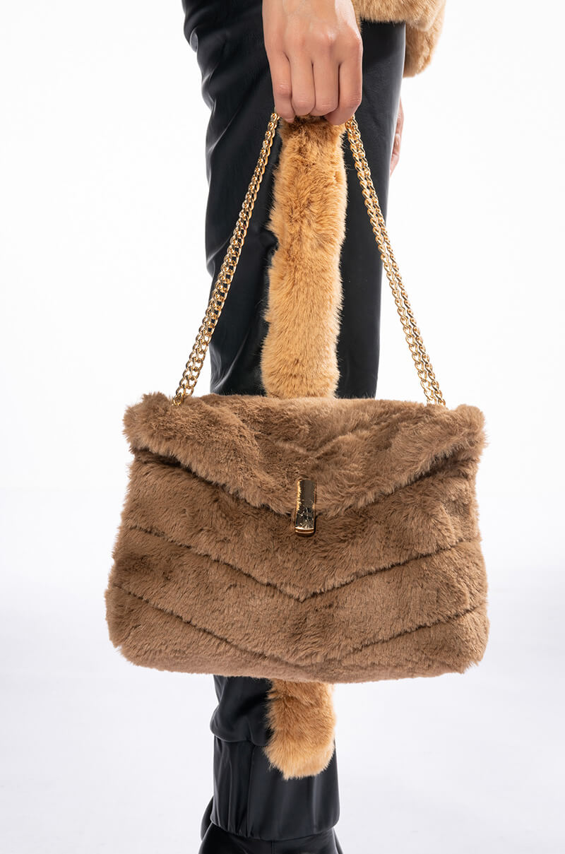DIVINE TAN FAUX FUR PURSE
