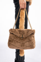 DIVINE TAN FAUX FUR PURSE