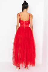 DIVINE TUBE MAXI TULLE DRESS RED