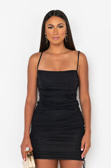 DO WHAT I WANT MINI RUCHED DRESS BLACK