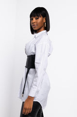 DON'T CROSS ME FAUX LEATHER CORSET