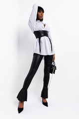 DON'T CROSS ME FAUX LEATHER CORSET