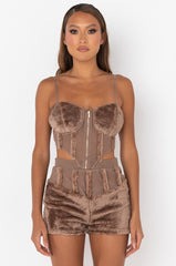 DOWN AND OUT TEDDY CORSET TOP