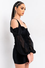 DREAMING IN VELVET CORSET MINI DRESS BLACK