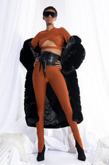 DRINKS ON YOU CUTOUT LONG SLEEVE BANDAGE TOP