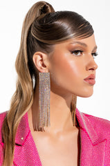 DRIPPIN IN GOLD RHINESTONE DANGLE CZ EARRINGS
