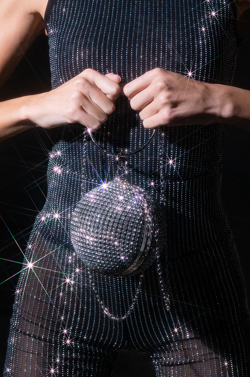 DROP THE BALL RHINESTONE CLUTCH