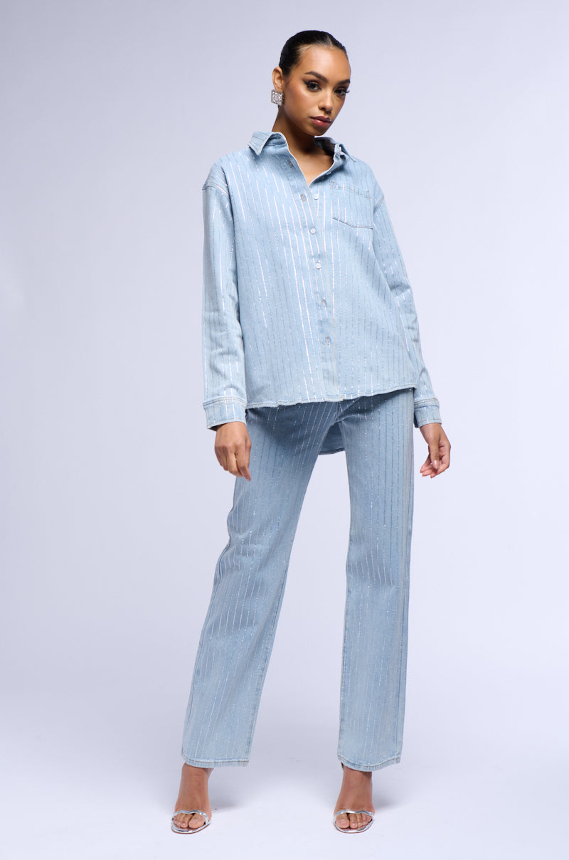 EFFORTLESS GLAM RHINESTONE STRIPE RELAXED FIT JEAN