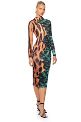 EMERALDS AND ANIMAL MIDI DRESS