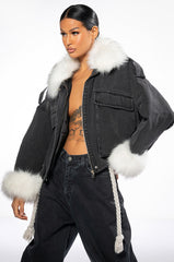 EMRATA OVERSIZED FUR TRIM JACKET