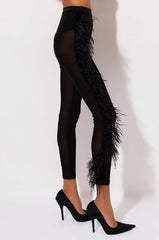 EUROPE TOUR HIGH WAISTED MESH FEATHER PANTS