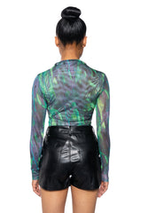EVERGREEN LONG SLEEVE MESH BODYSUIT