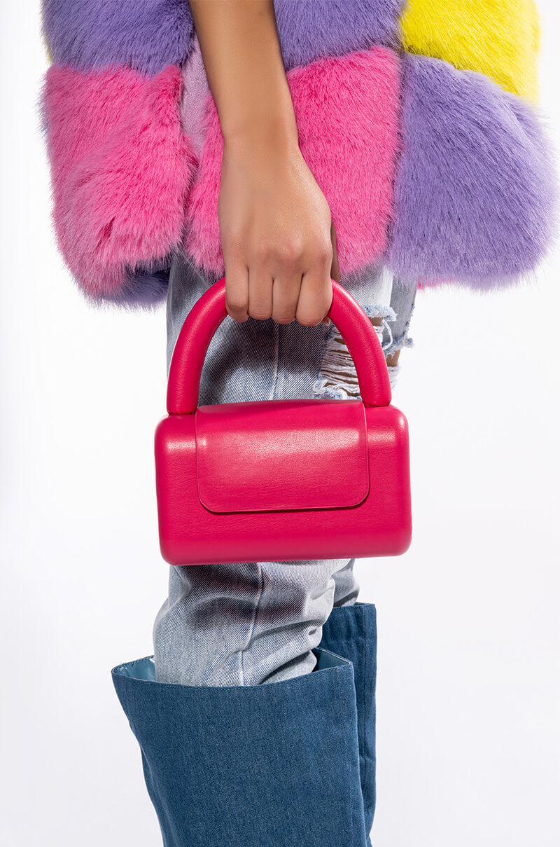 EVERLY BLUE PU PURSE IN SOLID BONE