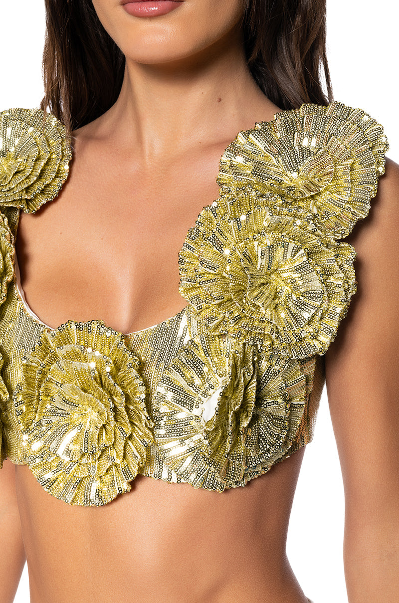EVERY ROSE SEQUIN CROP TOP