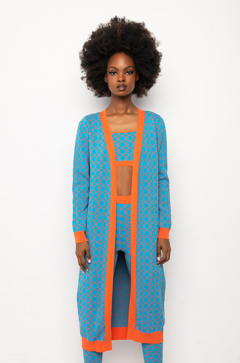 EVERYDAY MAXI KNIT CARDIGAN BLUE MULTI