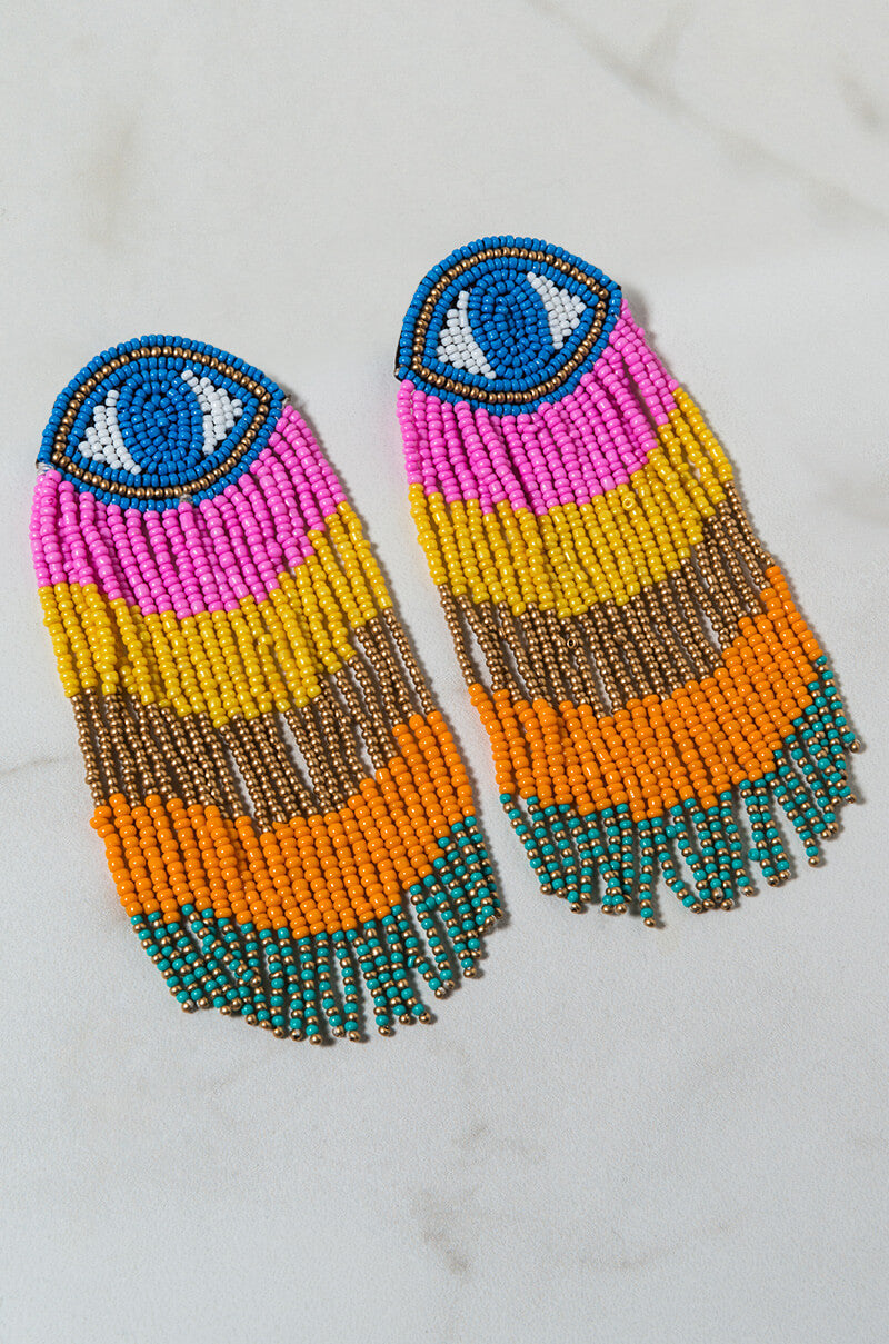 EVIL SUMMER EYE FRINGE EARRING