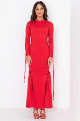 EXPENSIVE DRINKS LACE UP MAXI DRESS