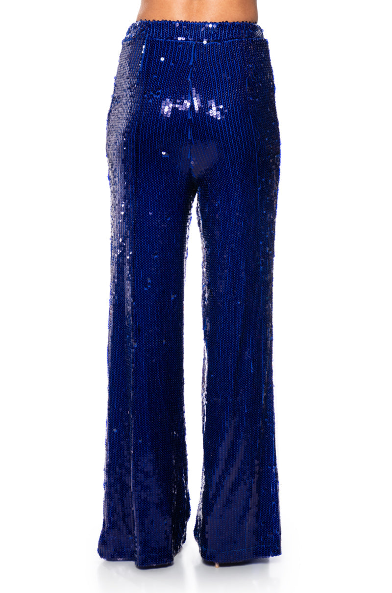 LIFE IS A STAGE SEQUIN WIDE LEG TROUSER