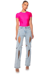 PAXTON DISCO SHORT SLEEVE TSHIRT IN FUCHSIA