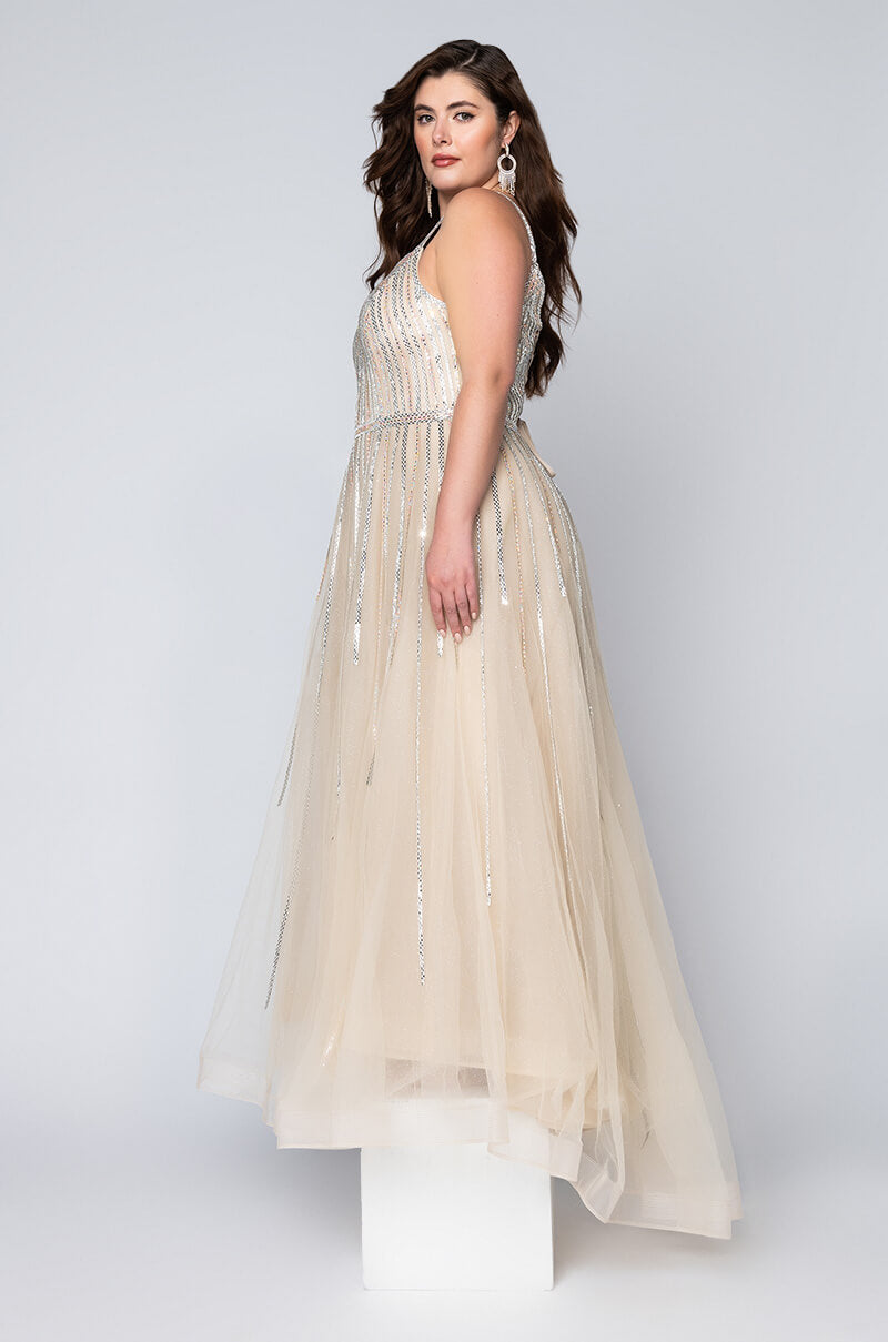 BLACK LABEL IN THE MOOD FOR GLAM DRIPPIN STONES MAXI GOWN