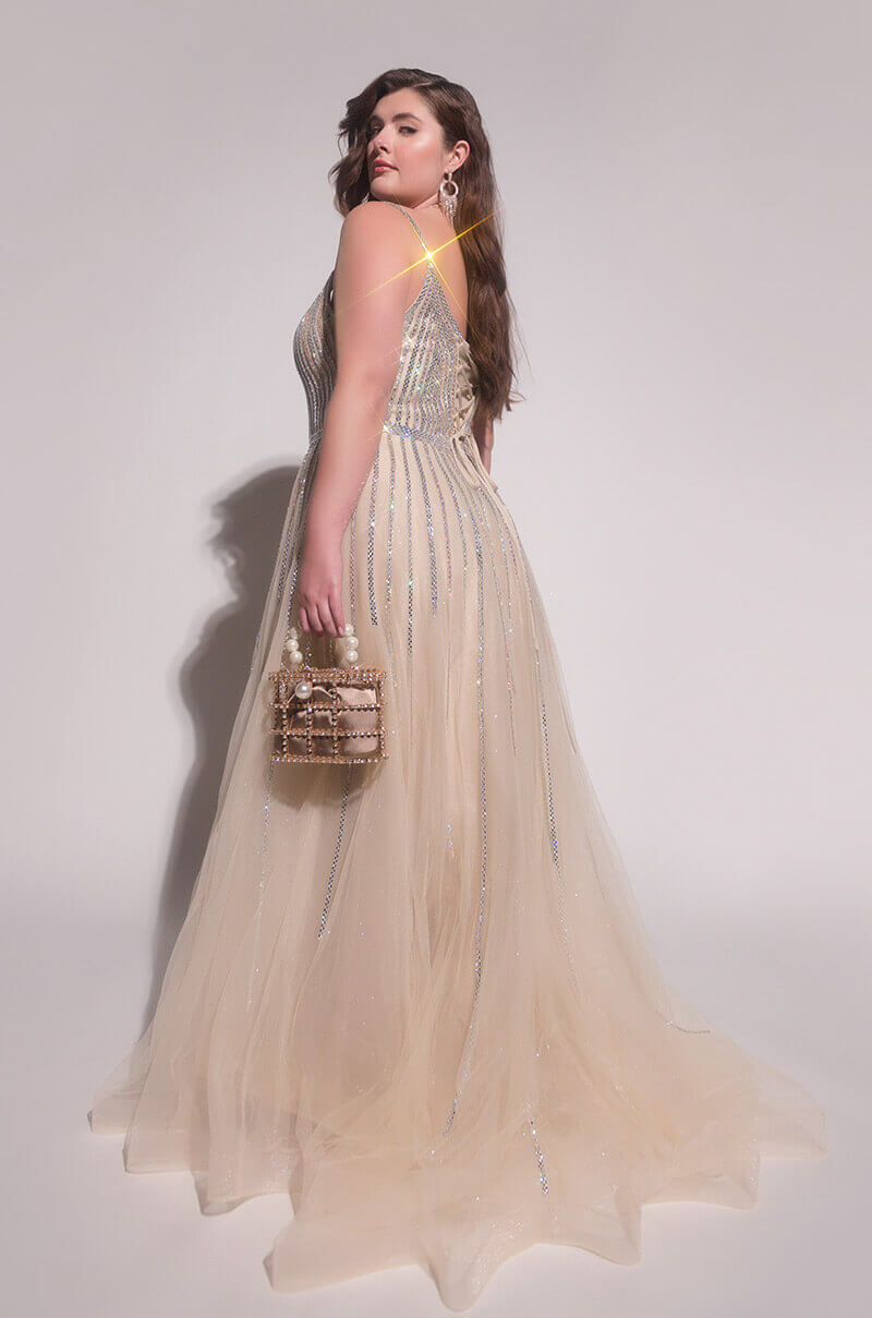 BLACK LABEL IN THE MOOD FOR GLAM DRIPPIN STONES MAXI GOWN
