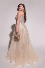BLACK LABEL IN THE MOOD FOR GLAM DRIPPIN STONES MAXI GOWN