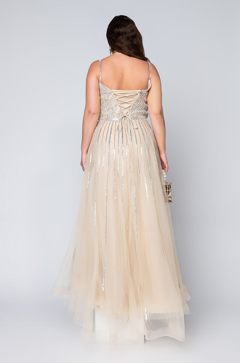BLACK LABEL IN THE MOOD FOR GLAM DRIPPIN STONES MAXI GOWN
