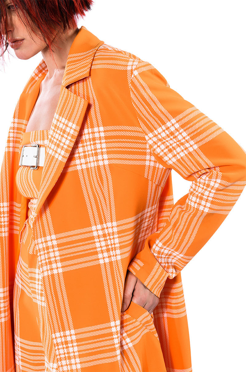 POPSICLE BRIGHT PLAID TRENCH COAT
