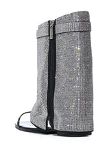 CAPE ROBBIN SHES DIFFERENT RHINESTONE SHEATH SANDAL IN BLACK
