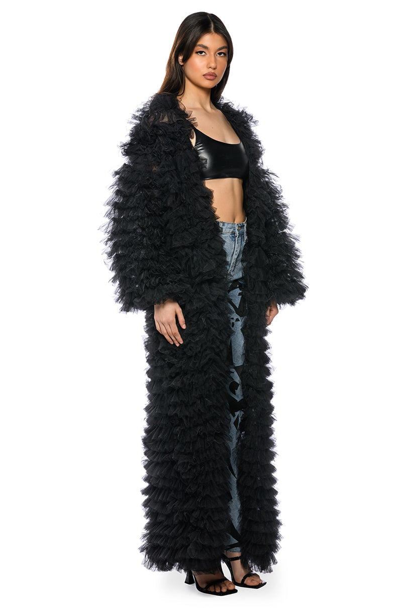 TAKE A BOW AVANT GARDE RUFFLE TRENCH
