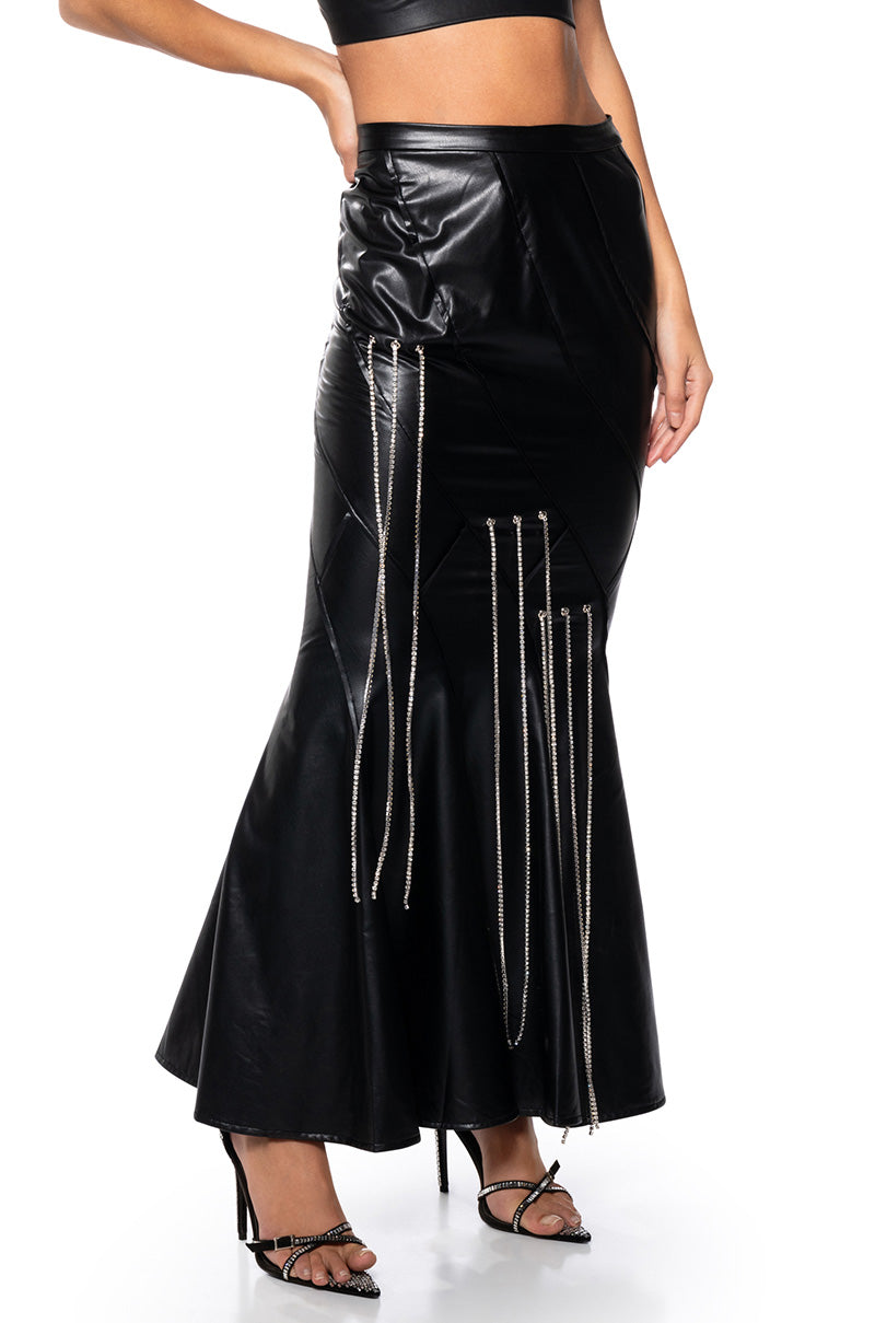 FRONT ROW EMBELLISHED MAXI SKIRT